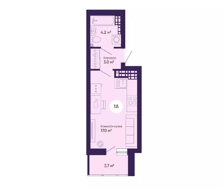 Квартира-студия: Екатеринбург, проспект Космонавтов, 7А (24.2 м) - Фото 1