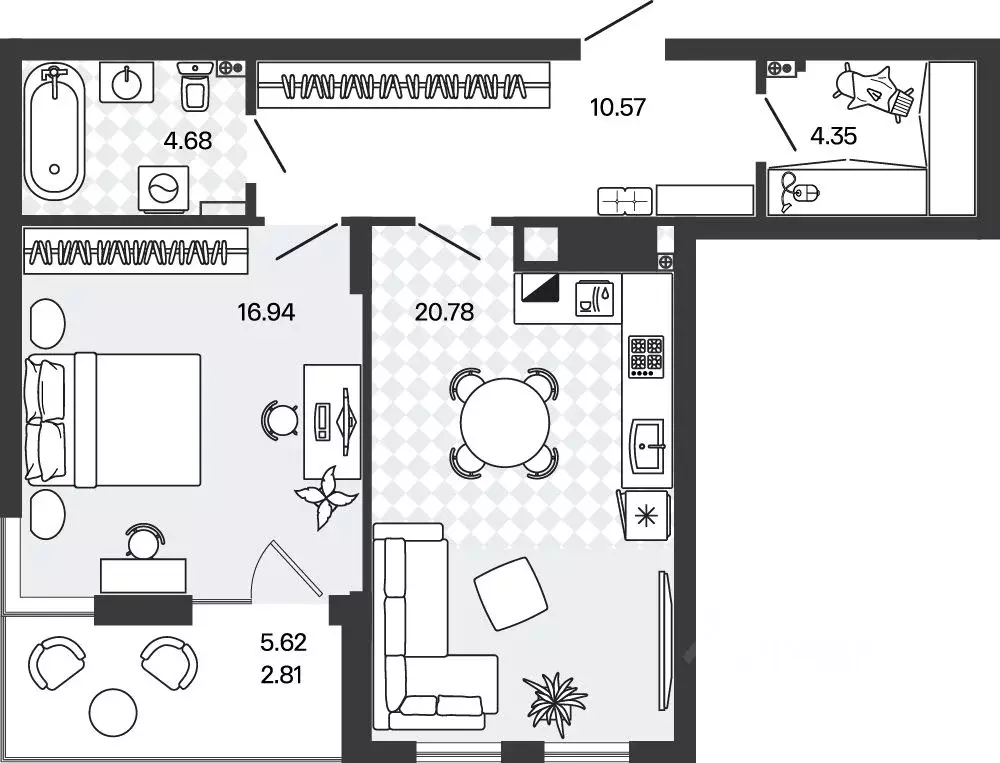 1-к кв. Калининградская область, Гурьевский муниципальный округ, пос. ... - Фото 1