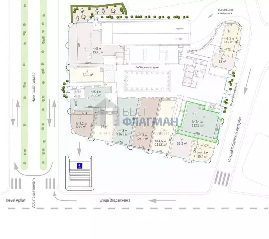 Помещение свободного назначения в Москва Никитский бул., 6/20 (132 м) - Фото 2