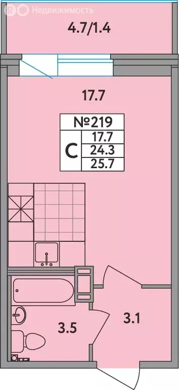 Квартира-студия: Новое Девяткино, Главная улица, 2 (25.7 м) - Фото 1