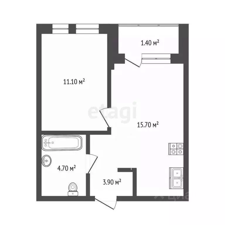 1-к кв. Тюменская область, Тюмень Полевая ул., 117к8 (36.7 м) - Фото 0