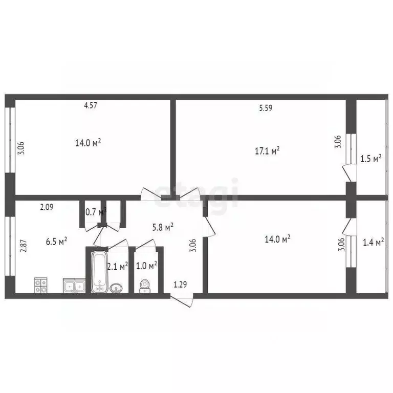 3-к кв. Мордовия, Саранск Севастопольская ул., 62 (61.2 м) - Фото 1