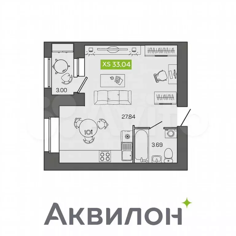 Квартира-студия, 33 м, 3/8 эт. - Фото 0