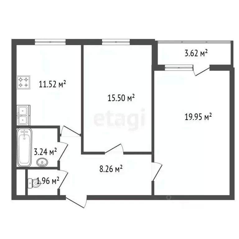 2-к кв. Ленинградская область, Ломоносовский район, Низинское с/пос, ... - Фото 1