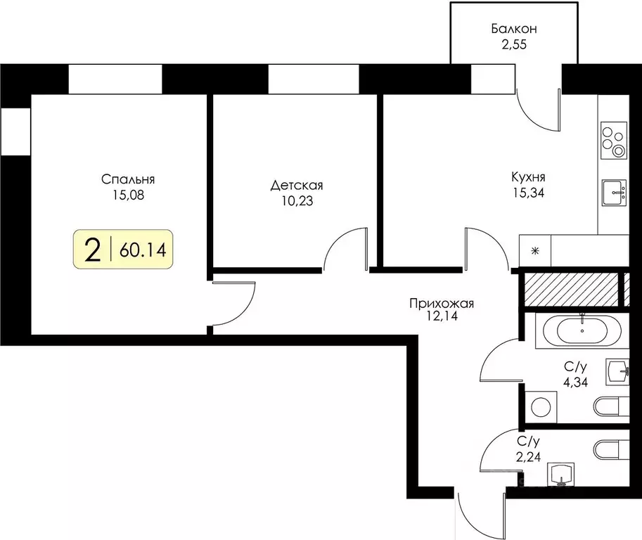 2-к кв. Нижегородская область, Нижний Новгород 15-й Канавинского ... - Фото 1