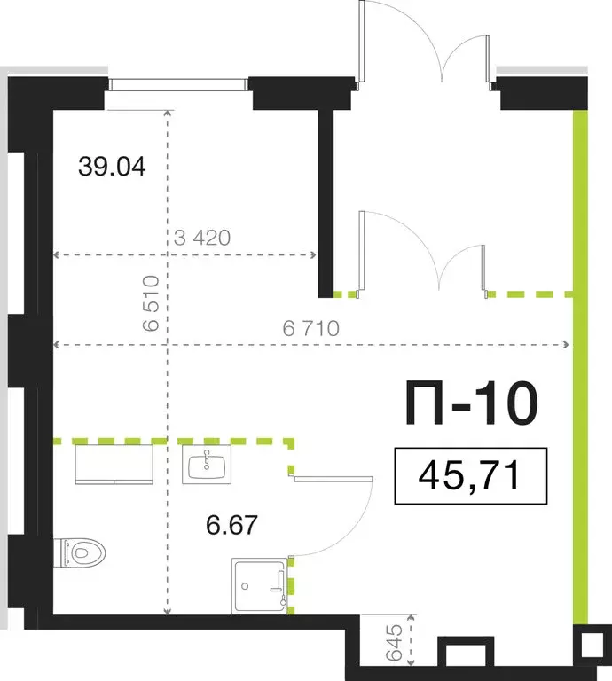 Помещение свободного назначения (45.71 м) - Фото 1