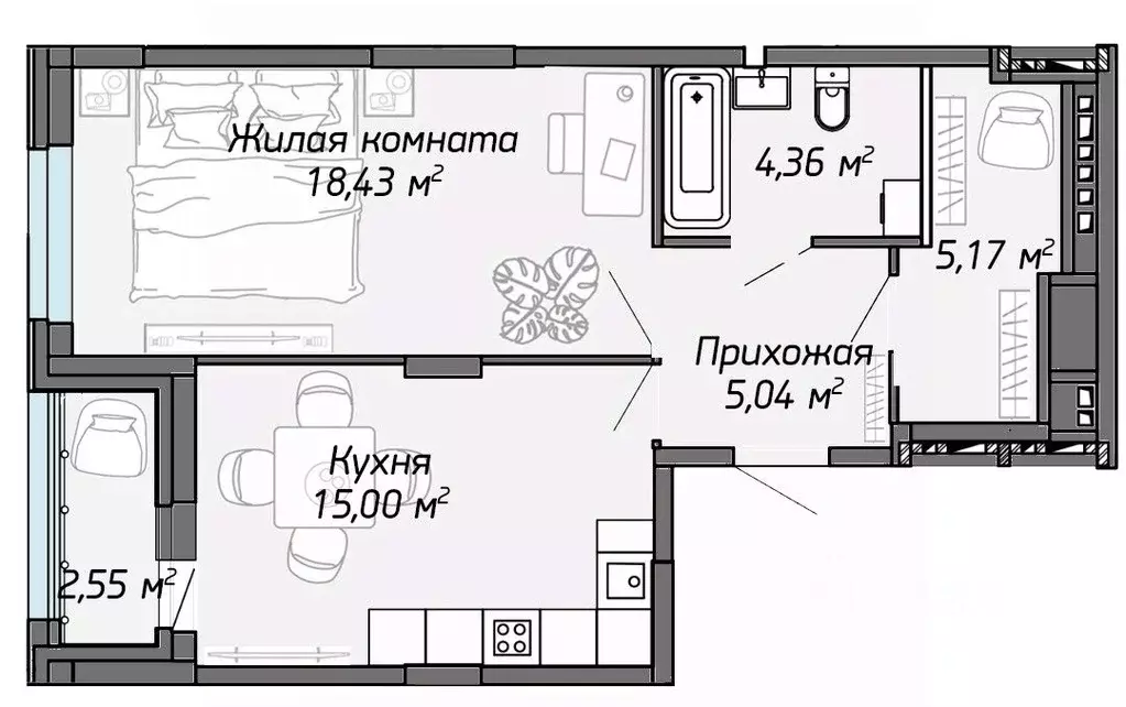 1-к кв. Марий Эл, Йошкар-Ола Два Капитана жилой комплекс (49.28 м) - Фото 1