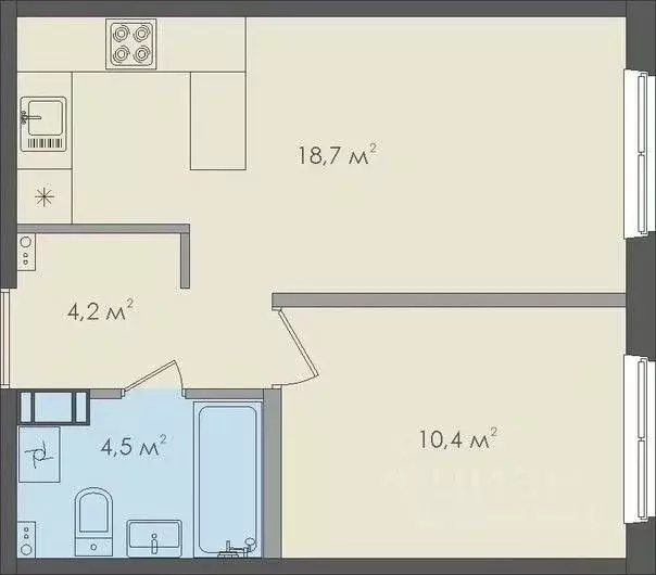 1-к кв. Новгородская область, Великий Новгород ул. Вересова, 5к1 (37.4 ... - Фото 2