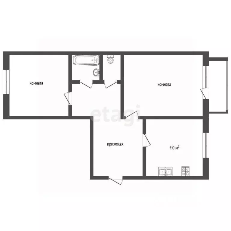 2-к кв. Владимирская область, Муром ул. Мечникова, 56 (53.0 м) - Фото 2