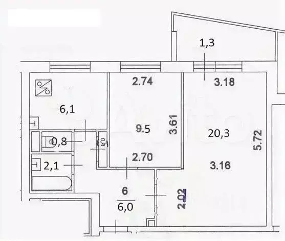 2-к. квартира, 32 м, 5/5 эт. - Фото 0