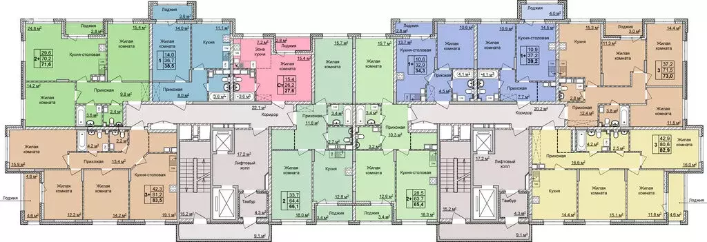 3-комнатная квартира: Нижний Новгород, ЖК Мои Цветы (83.5 м) - Фото 2