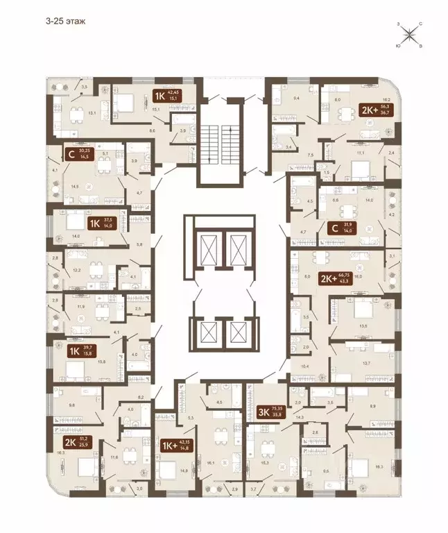 3-к кв. Кемеровская область, Кемерово 58В мкр,  (75.35 м) - Фото 1