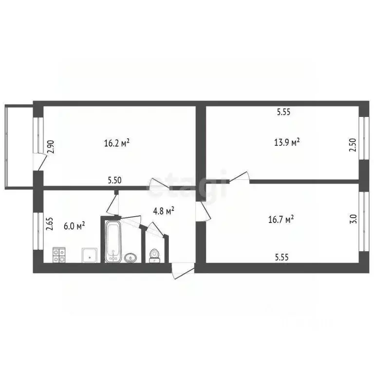 3-к кв. Орловская область, Орел ул. Металлургов, 32 (60.4 м) - Фото 2