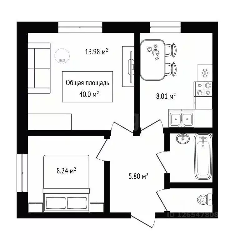 2-к кв. Новосибирская область, Бердск Черемушная ул., 51к1 (40.0 м) - Фото 2