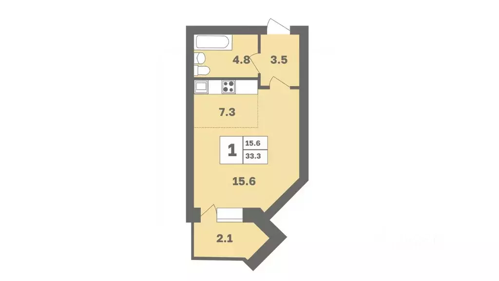 1-к кв. Башкортостан, Уфа Дагестанская ул., лит13 (33.3 м) - Фото 1