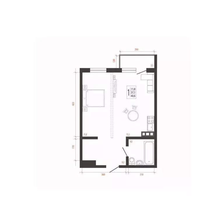 1-к кв. Иркутская область, Иркутск Сарафановская ул. (40.6 м) - Фото 1