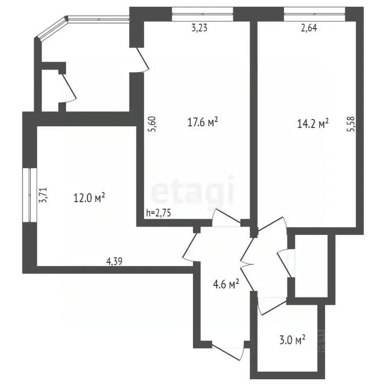 2-к кв. Кемеровская область, Кемерово ул. Дружбы, 3А (55.0 м) - Фото 1