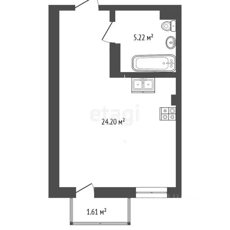 Студия Ростовская область, Ростов-на-Дону просп. Ленина, 46/2 (30.9 м) - Фото 1