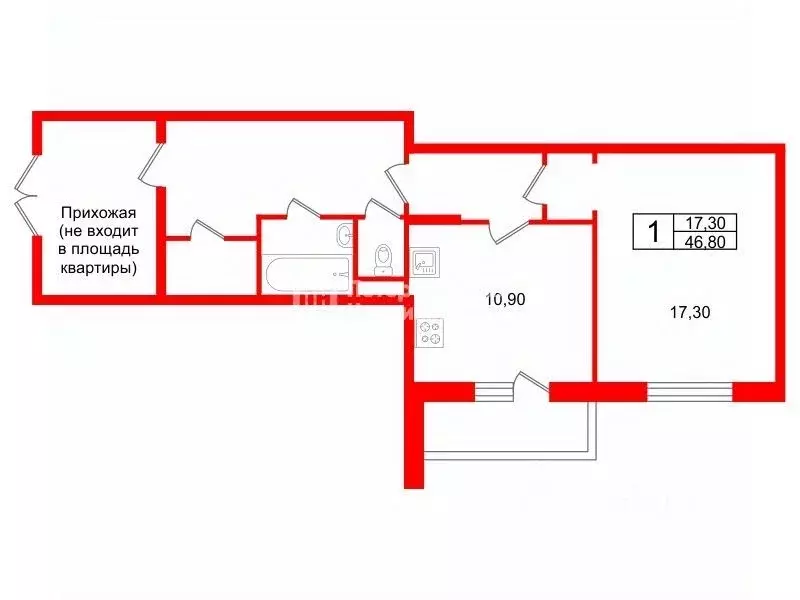 1-к кв. Санкт-Петербург Планерная ул., 67к4 (46.8 м) - Фото 2
