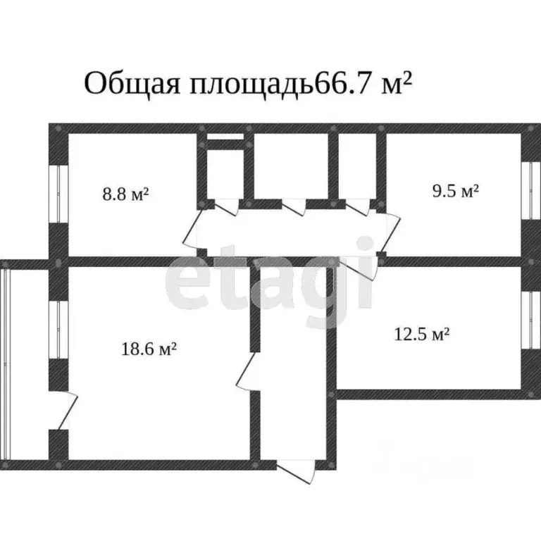 3-к кв. Тюменская область, Тобольск 10-й мкр, 44 (66.0 м) - Фото 2