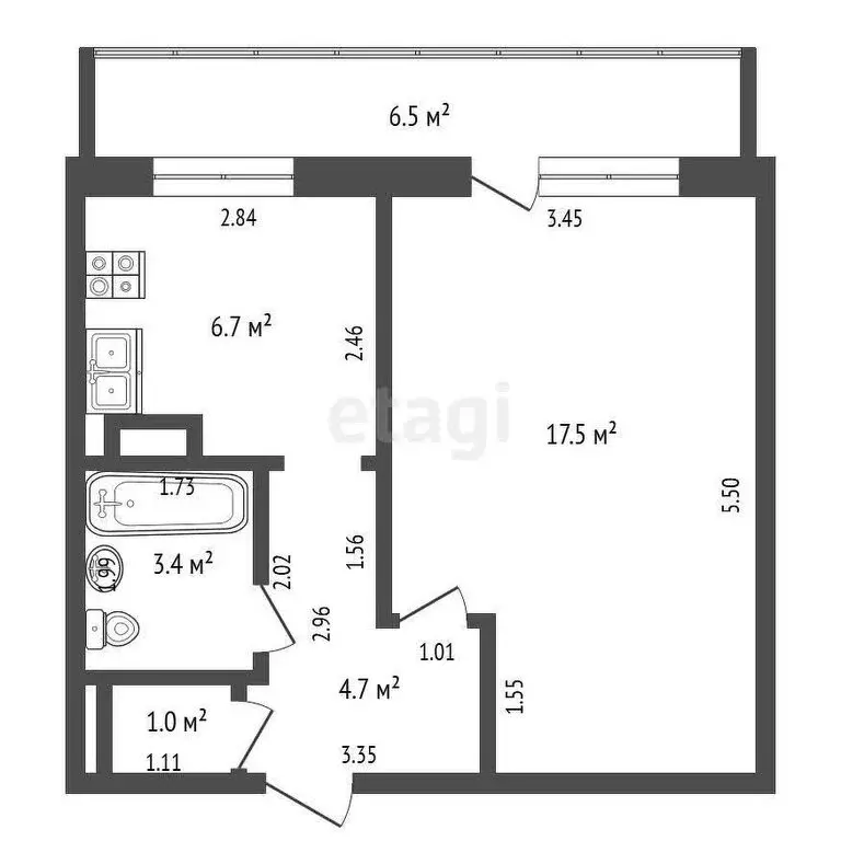 1-комнатная квартира: Калининград, улица Горького, 151 (33.3 м) - Фото 0
