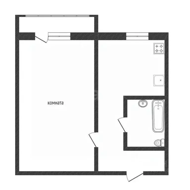 1-к кв. Курганская область, Курган Чернореченская ул., 69 (31.1 м) - Фото 2
