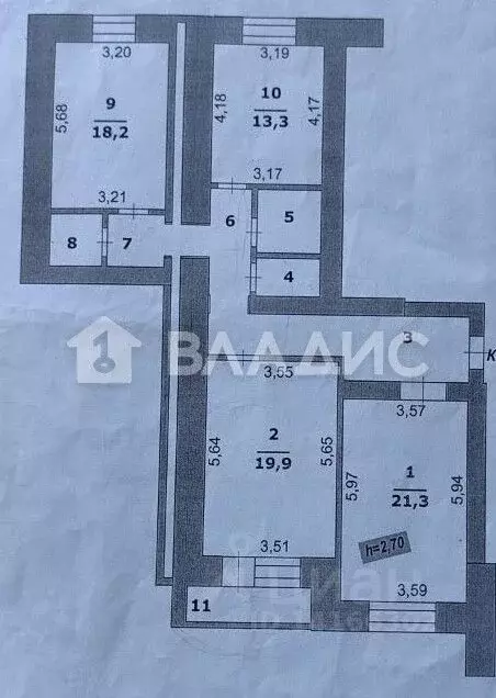 3-к кв. Белгородская область, Белгород ул. Щорса, 53 (97.0 м) - Фото 2