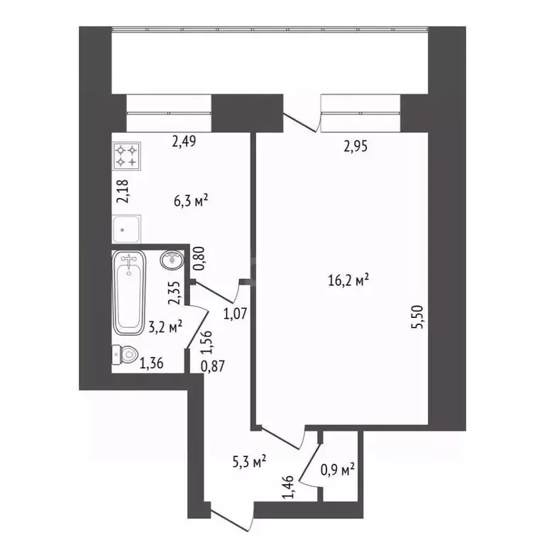 1-к кв. Башкортостан, Уфа Первомайская ул., 94 (35.4 м) - Фото 1