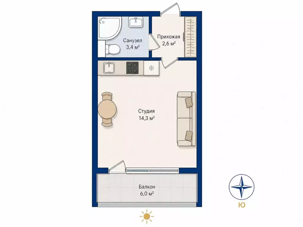 Квартира-студия: Санкт-Петербург, Планерная улица, 89 (24.8 м) - Фото 2