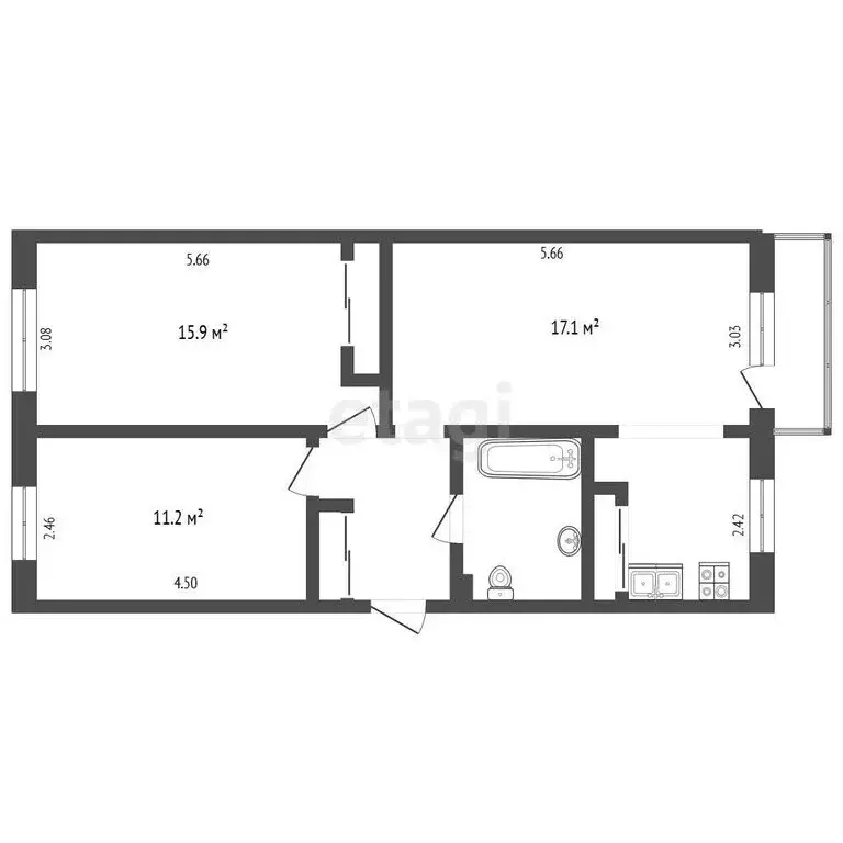 3-комнатная квартира: Омск, улица Дианова, 7Б (61.8 м) - Фото 1