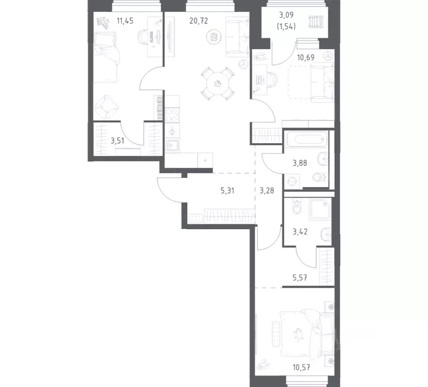 3-к кв. Московская область, Химки городской округ, д. Юрлово Пятницкие ... - Фото 1