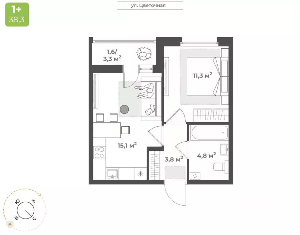1-к кв. Тверская область, Тверь Соминка мкр,  (36.6 м) - Фото 1