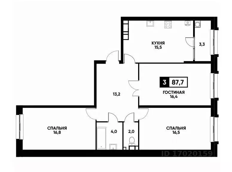 3-к кв. Ставропольский край, Ставрополь ул. Андрея Голуба, 14к1 (87.7 ... - Фото 0