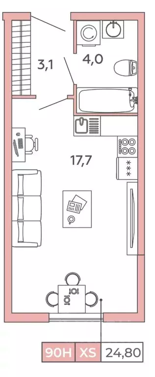 Студия Санкт-Петербург Московский просп., 71к3 (24.8 м) - Фото 1