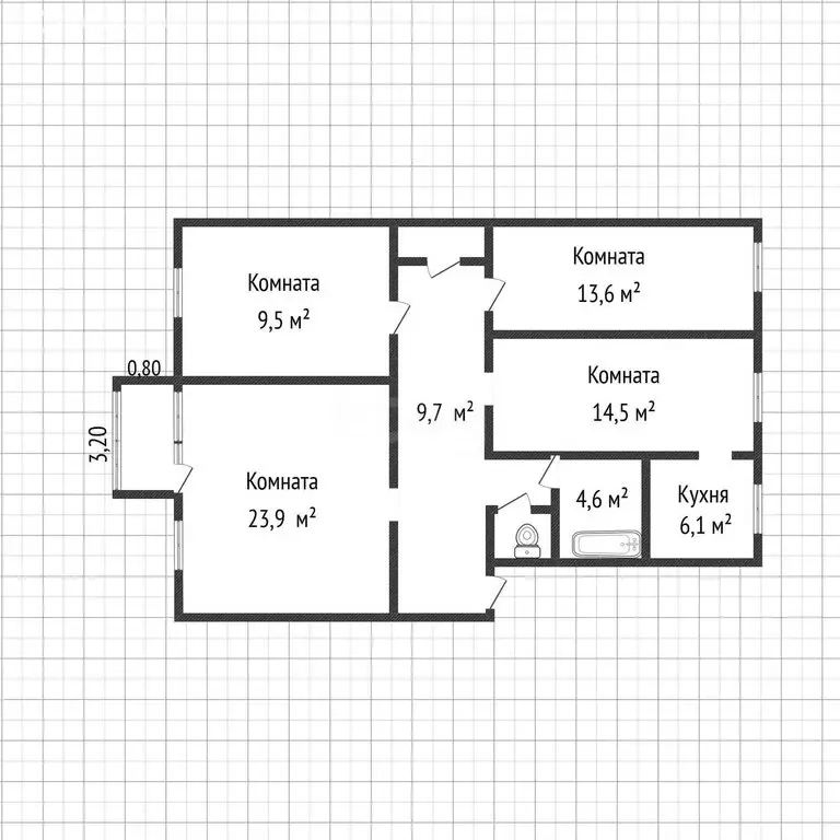 3-комнатная квартира: Аша, улица Озимина, 13 (60 м) - Фото 1