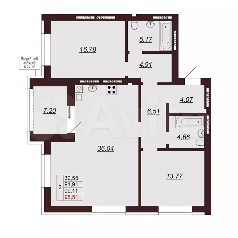 3-к. квартира, 99 м, 2/9 эт. - Фото 1