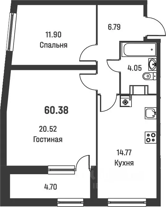 2-к кв. Ленинградская область, Мурино Всеволожский район, ул. ... - Фото 0