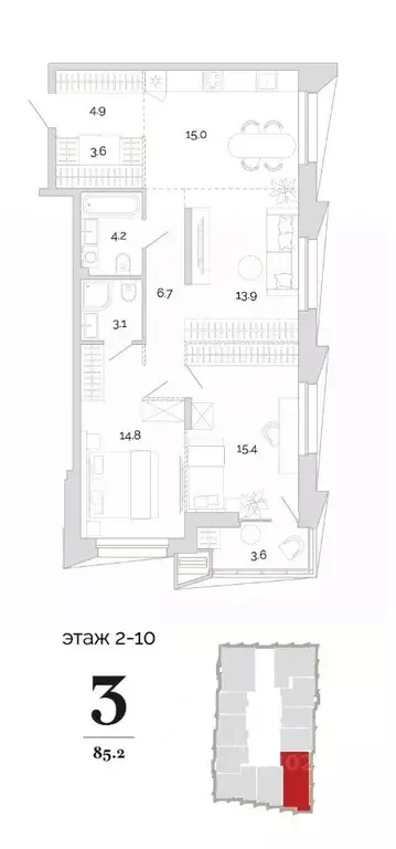 3-к кв. Пензенская область, Пенза проезд 2-й Свердлова, 4 (85.2 м) - Фото 0