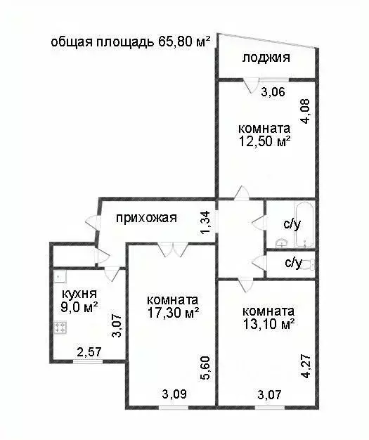 3-к кв. Тюменская область, Тюмень Одесская ул., 38 (64.0 м) - Фото 2