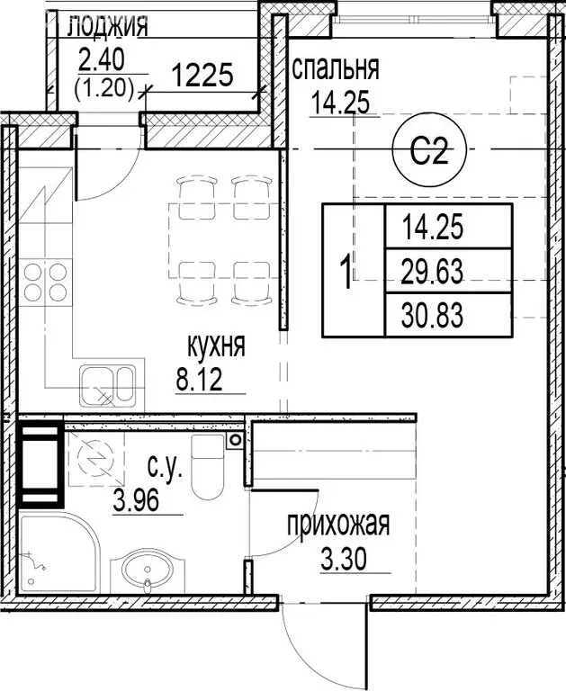 1-комнатная квартира: Кудрово, проспект Строителей, 5 (30.83 м) - Фото 0