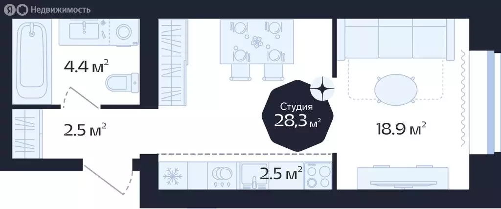 1-комнатная квартира: Тюмень, Новгородская улица, 20 (28.3 м) - Фото 1