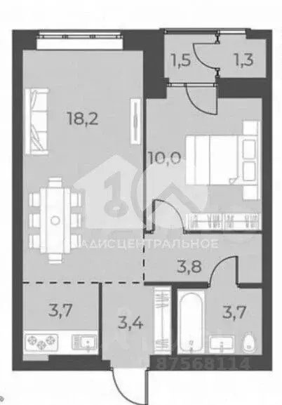 1-к кв. Новосибирская область, Новосибирск ул. Аэропорт, 49 (42.5 м) - Фото 1