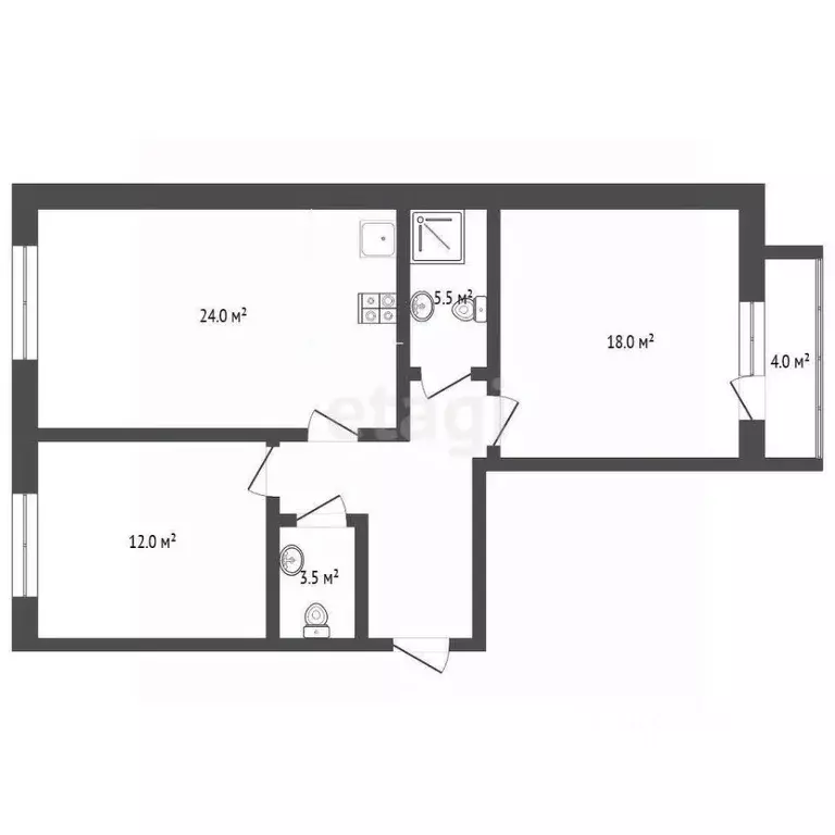 2-к кв. Тюменская область, Тюмень Заречный проезд, 37к1 (69.2 м) - Фото 2