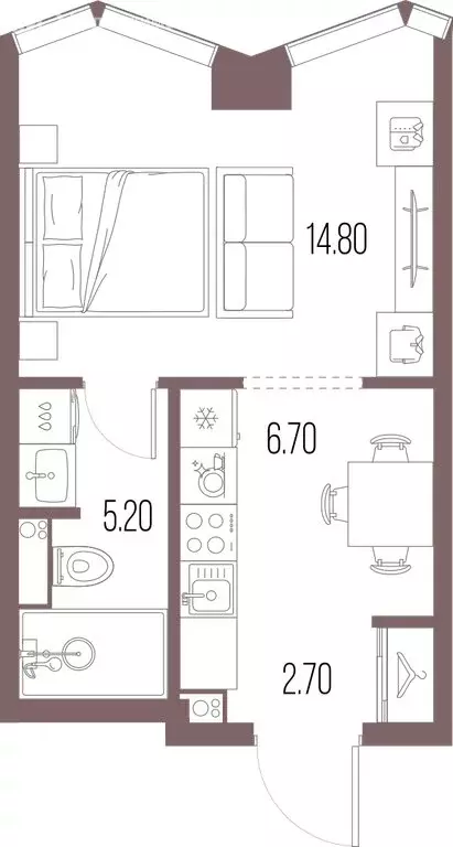 Квартира-студия: САО, район Левобережный (29.4 м) - Фото 0