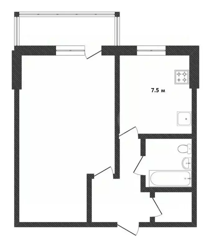 1-к кв. Вологодская область, Вологда ул. Пугачева, 83 (33.3 м) - Фото 2