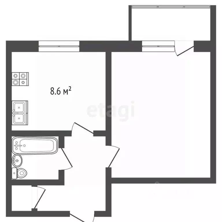 1-к кв. Коми, Сыктывкар Тентюковская ул., 125 (34.2 м) - Фото 1