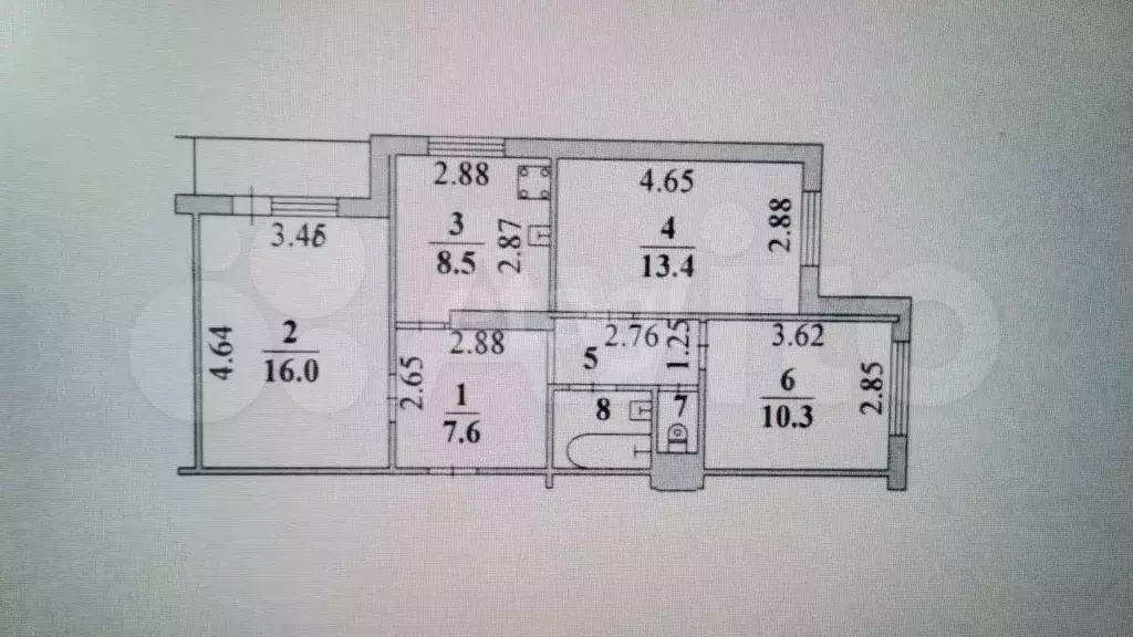 3-к. квартира, 62,8 м, 3/10 эт. - Фото 0