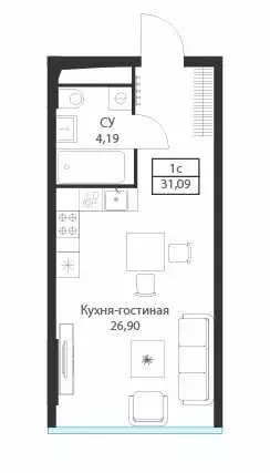 Квартира-студия: Москва, улица Академика Ильюшина, 21с5 (31.09 м) - Фото 0