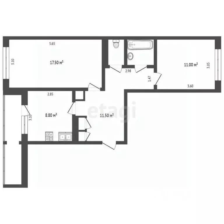 2-к кв. Чувашия, Чебоксары городской округ, Новые Лапсары пгт ул. ... - Фото 2