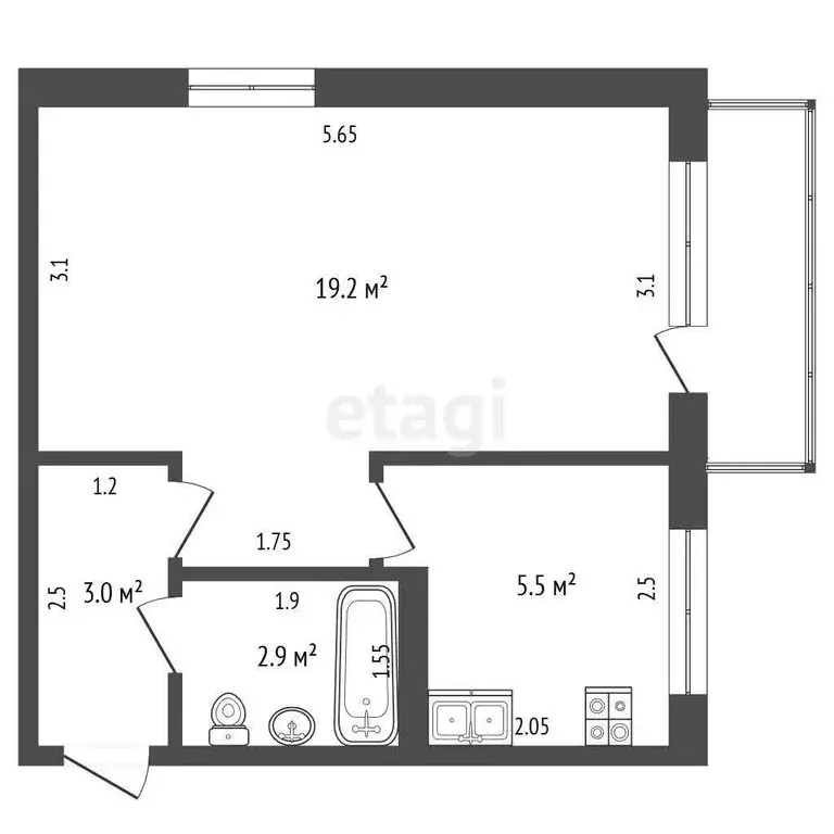 1-комнатная квартира: Альметьевск, улица Ризы Фахретдина, 26 (30.6 м) - Фото 1